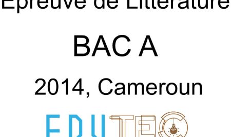 Littérature, BAC série A, année 2014, Cameroun