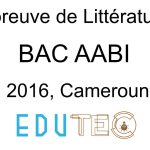 Littérature, BAC séries A-ABI, année 2016, Cameroun