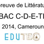 Littérature, BAC séries C-D-E-TI, année 2014, Cameroun