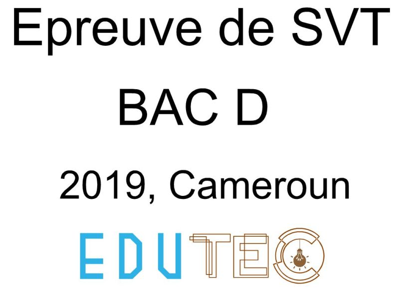 SVT, BAC séries D, année 2019, Cameroun