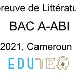 Littérature, BAC séries A-ABI, année 2021, Cameroun