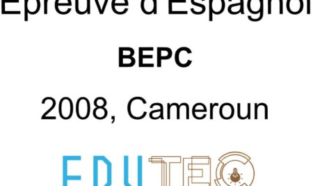 Espagnol, BEPC, année 2008, Minesec DECC, Cameroun